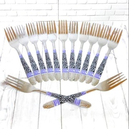 GAR4 - Garpu Stainless Batik Tebal Alat Makan 12pcs
