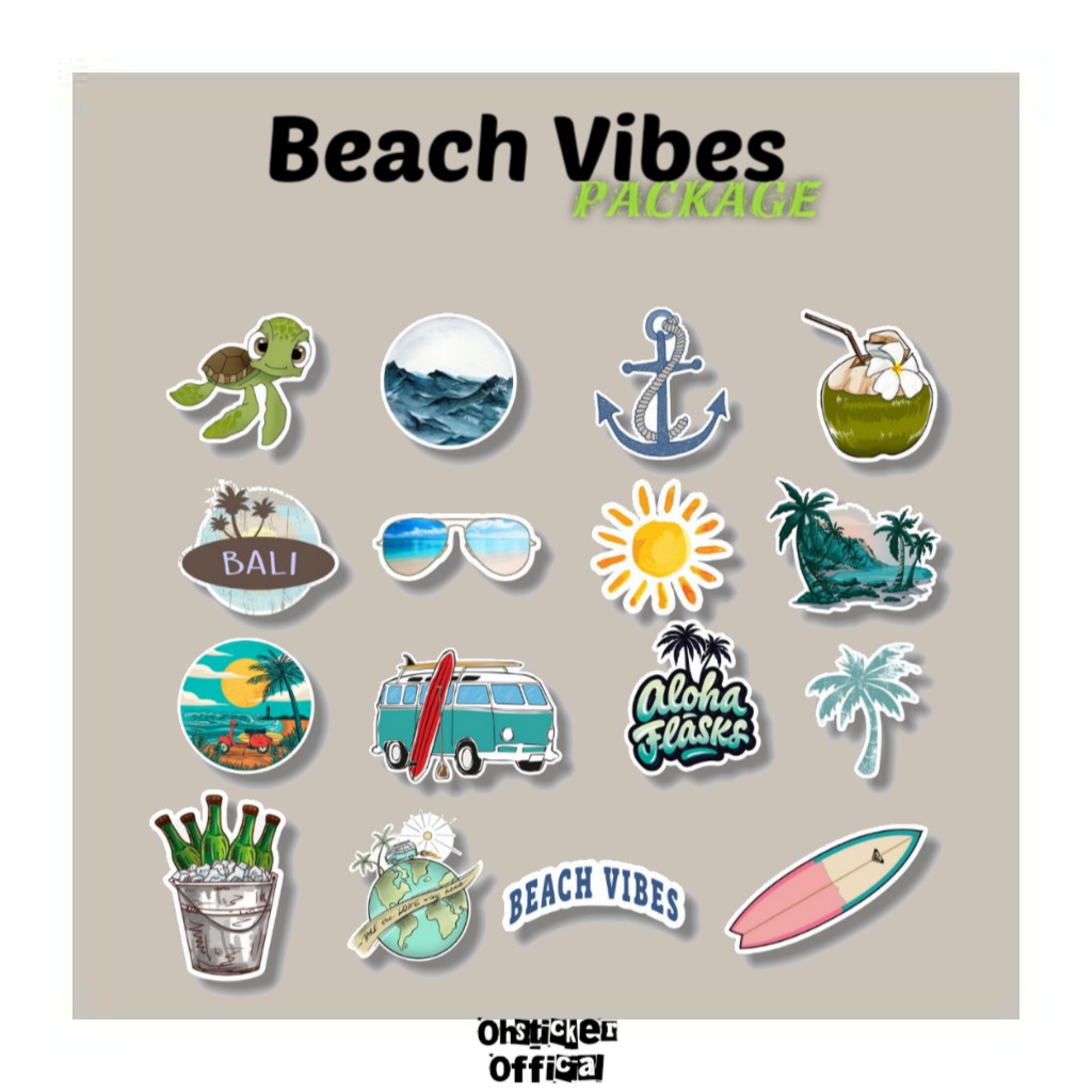 

STICKER AESTHETIC PRINTABLE BEACH VIBES SERIES STIKER CASE HANDPHONE LAPTOP TUMBLR DECO BUJO DECAL