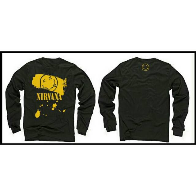 Tshirt bajub kaos nirvana lengan panjang longsleeve