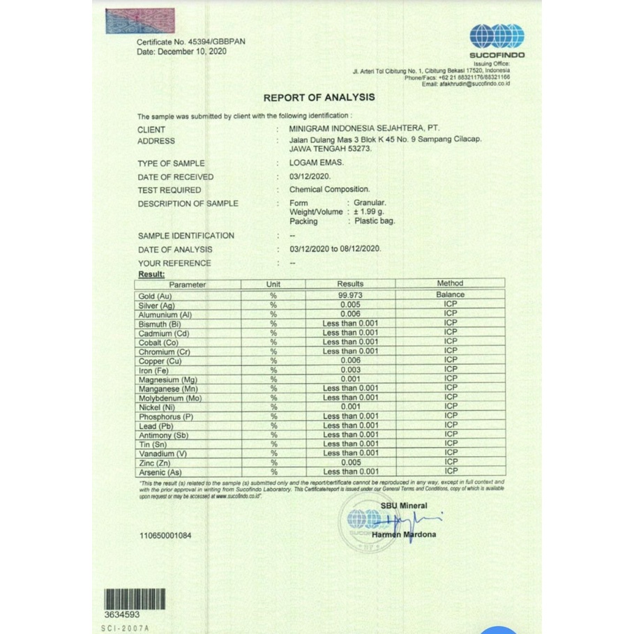 MINIGRAM 0.02 GRAM LOGAM MULIA EMAS MINI