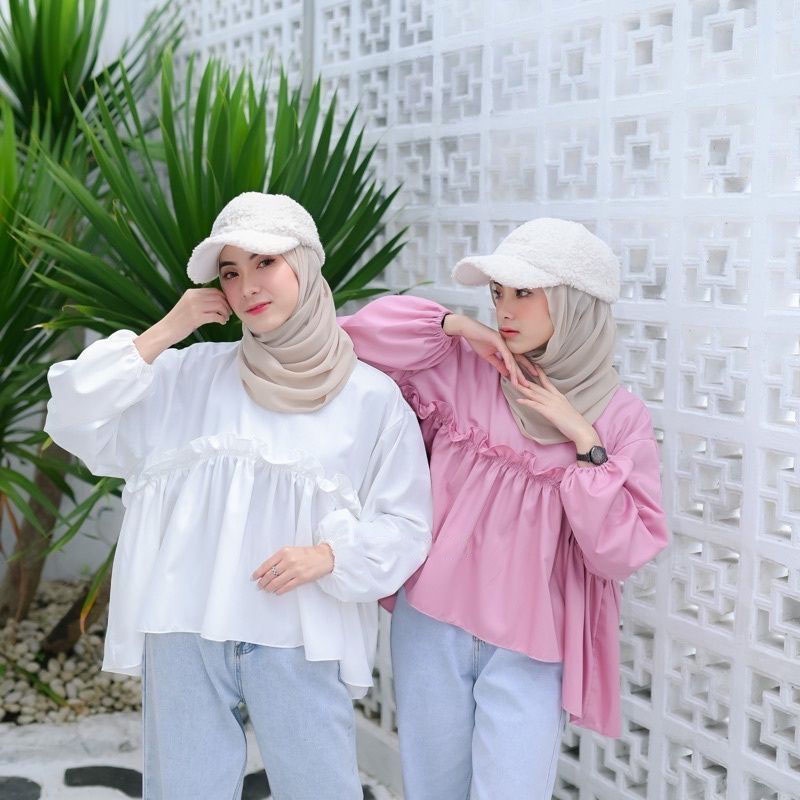 BEFAST - ZRD OOTD Blouse RAUINA / Milly Blouse / Blouse Crincle Wanita / Pakaian Wanita Hijab / Blouse Polos Formal / Fashion Casual Wanita / Atasan Wanita Lengan Panjang / OOTD Remaja Wanita Kekinian / Termurah