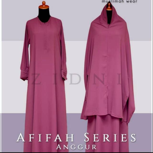 Baru Afifah Anggur by Zidni set khimar gamis syari muslimah Gamis lebaran