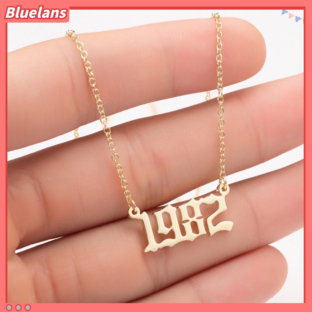 Bluelans 1980-1999 Birth Year Number Charm Pendant Stainless Steel Chain Necklace Jewelry