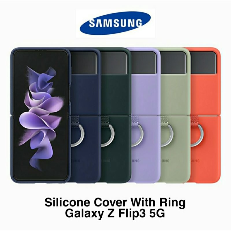 Original Silicone Cover With Ring Samsung Galaxy Z Flip3 Flip4 5G Case Flip 3 4