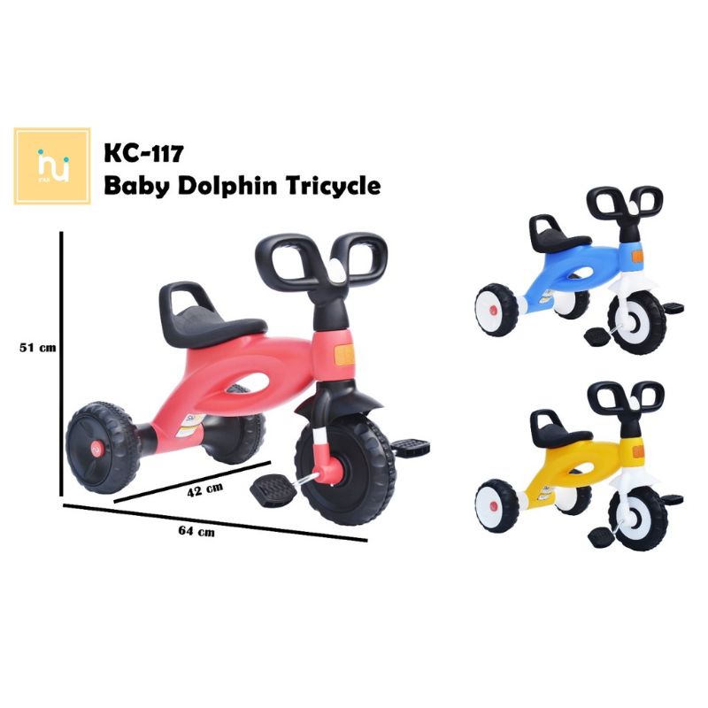 Speda Labeille INUI KC-117Sepeda Pedal Roda Tiga / Baby Dolphin Tricycle