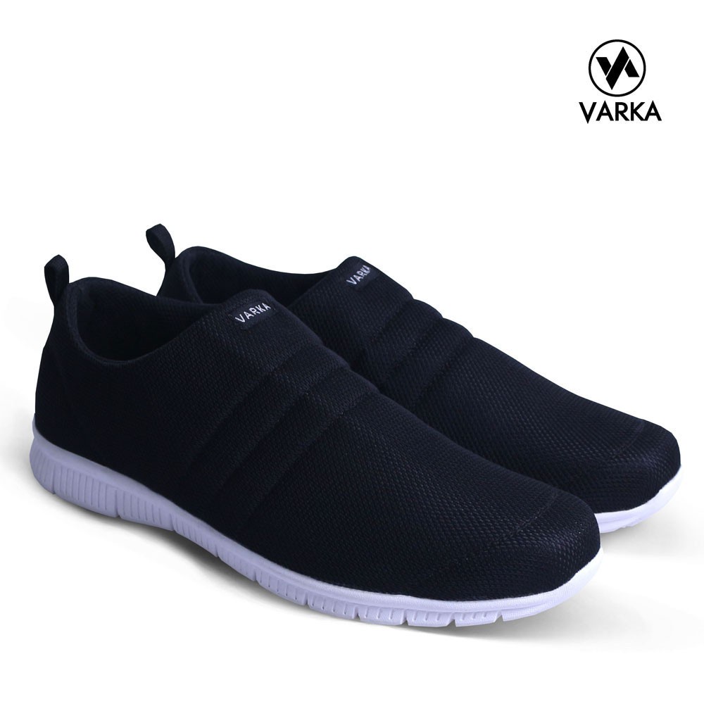pakaian✱Sepatu SlipOn Pria Varka V 081 Sepatu Kets Kasual Pria Sepatu Santai - Hitam