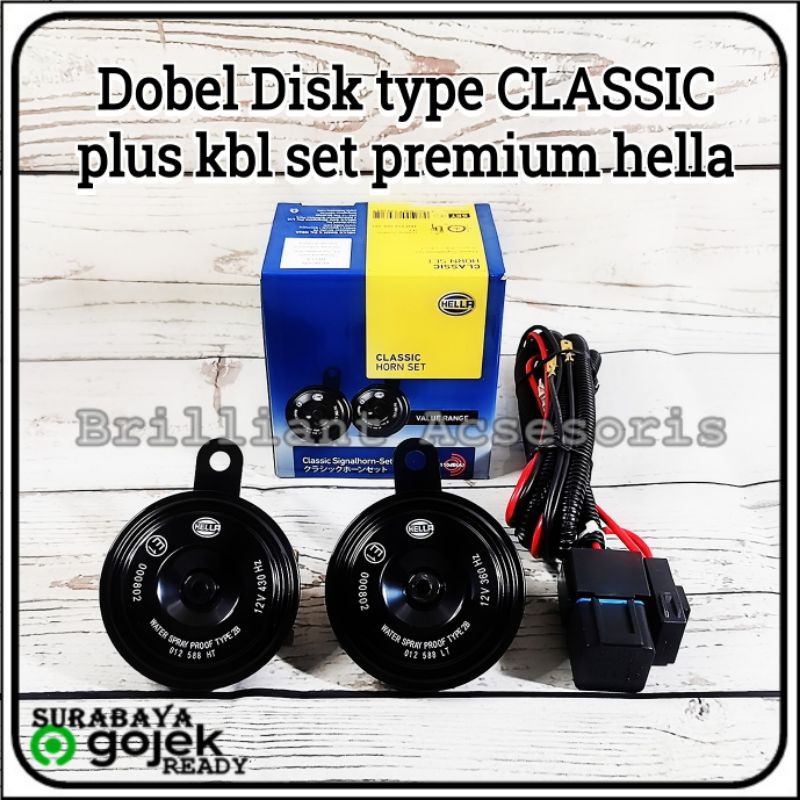 Klakson Dobel Disk HELLA - Classic Type 12v - Original 100%