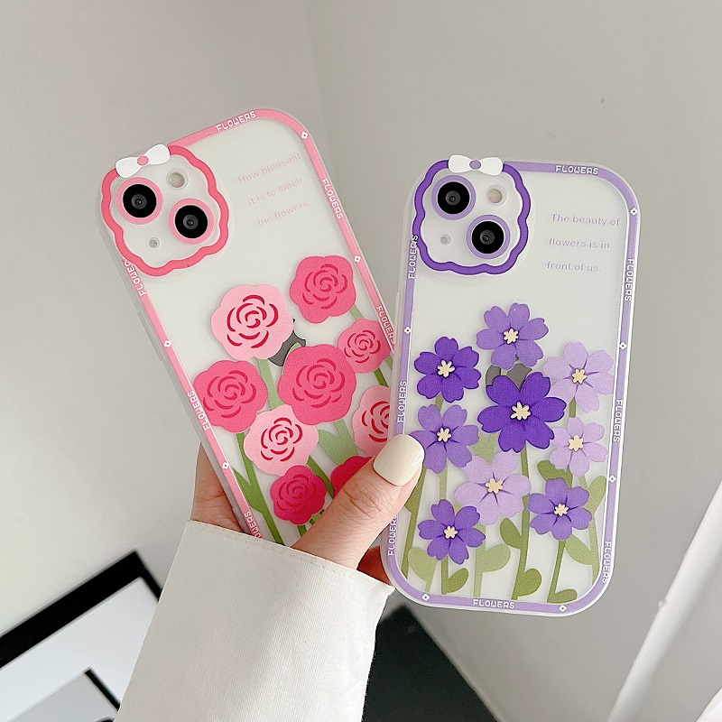 Soft Case Pelindung Kamera Anti Jatuh Motif Bunga Warna-Warni Untuk iPhone 13 Pro MAX 11 12 X XR XS MAX