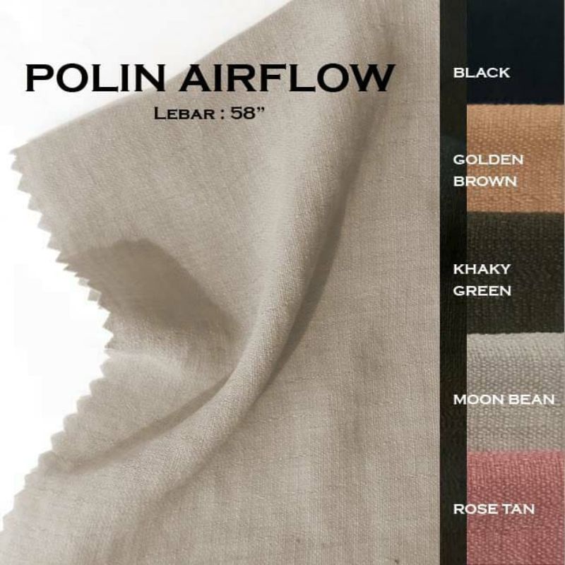 kain polin airflow,semacam linen cringkle-lembut dan lentur.warna khaky green, rose tan dan golden brown