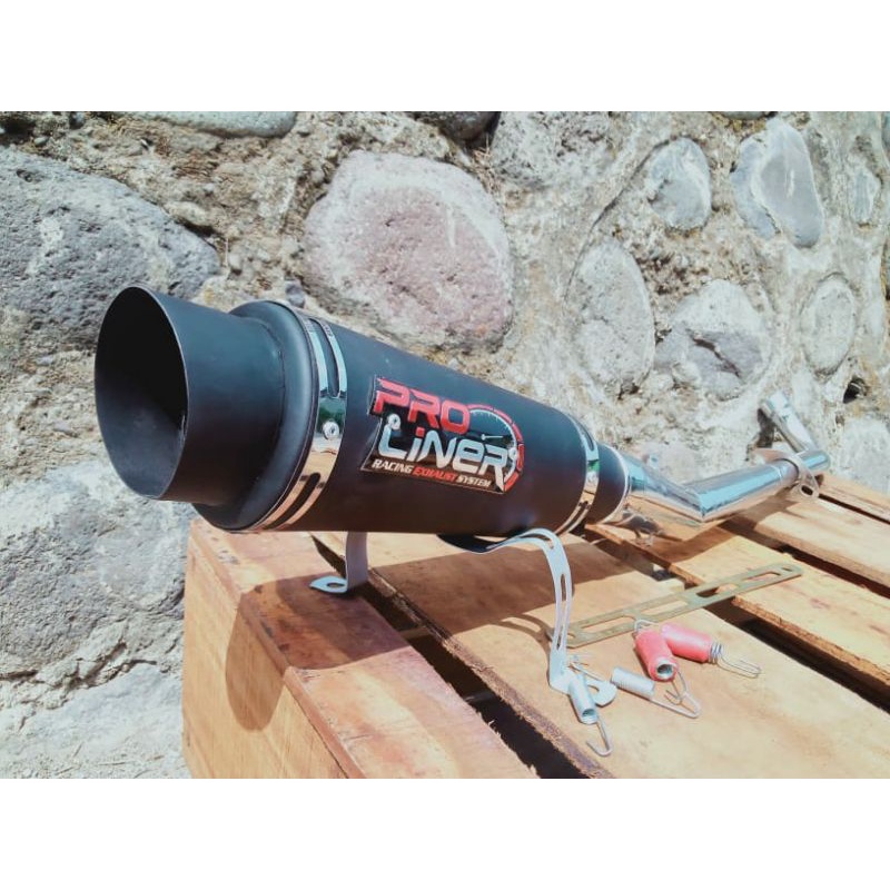 Knalpot Racing Pro Liner Black untuk Jupiter/ Jupiter Z/ Vega/ Vega ZR/ Vega R