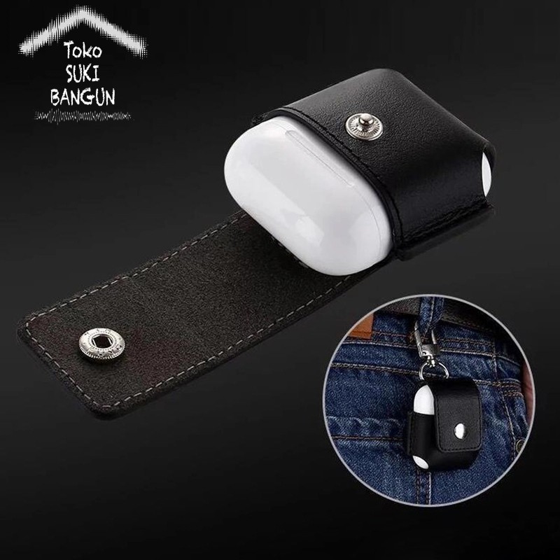 PU Leather Cover Carry Bag Case for Apple Airpods Anti Lost