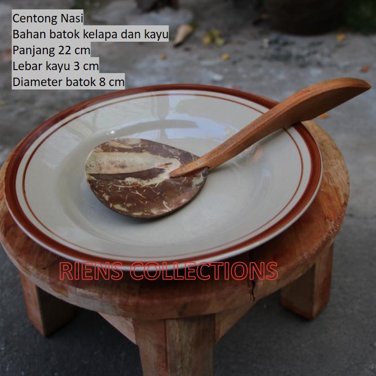 CENTONG NASI BATOK KELAPA. CENTONG NASI KAYU. ALAT MAKAN SENDOK KAYU. RIENS COLLECTIONS