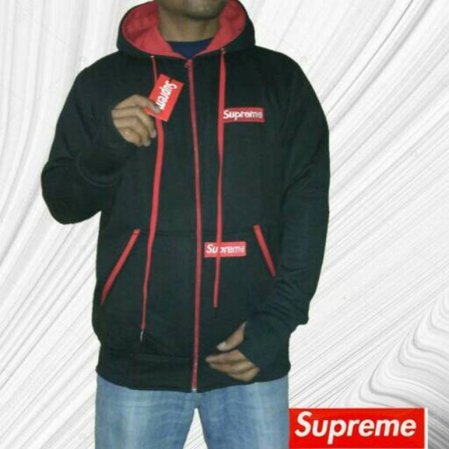 Jaket hoodie supreme bordir