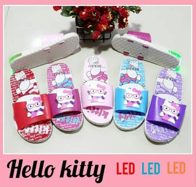 sandal lampu hello kity slop - sandal slop anak