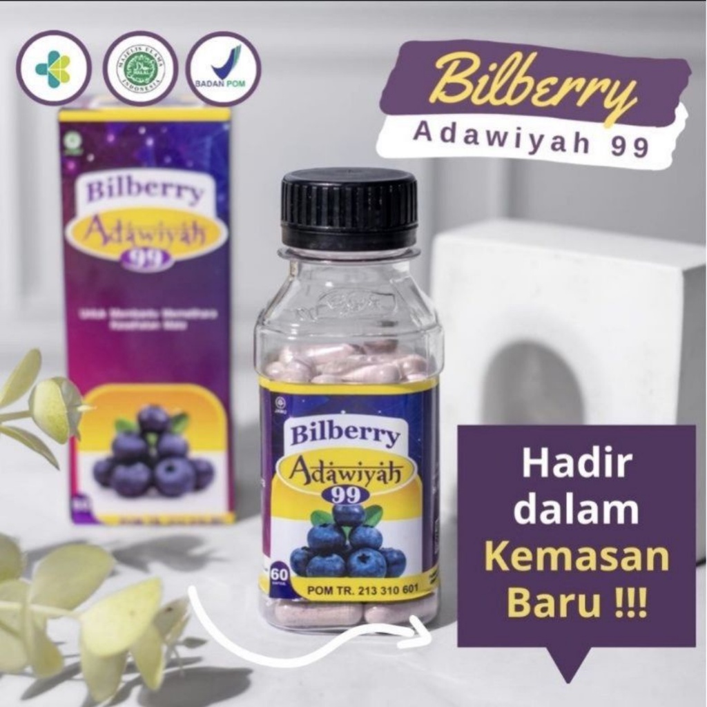 [ Agen Resmi ] Kapsul Bilberry Adawiyah 99 Obat Herbal Suplemen Mata Minus Katarak Silinder | Kapsul Bilbery Bilberi adwiyah Obat Sakit Mata Original BPOM