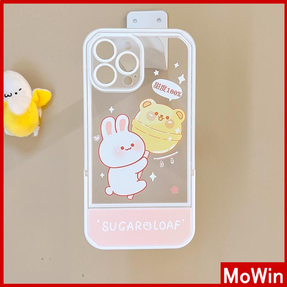 iPhone Case Acrylic Invisible Folding Stand Silicone Soft Case Shockproof Camera Cover Rabbit Cute Cartoon Compatible For iPhone 11 Pro Max 13 Pro Max 12 Pro Max 7Plus xr XS Max