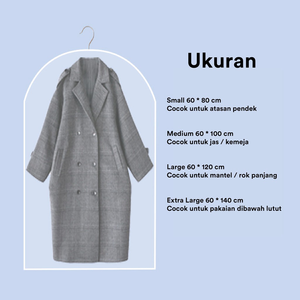 BRP020 Cover Sarung Gantungan Baju / Jas Cover Pelindung / Penutup Pakaian Transparan