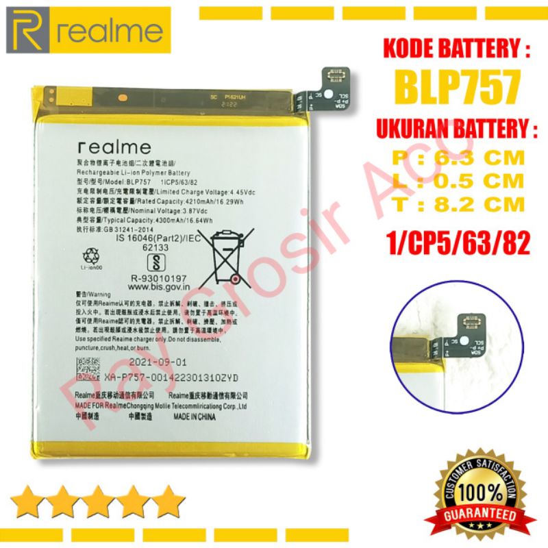 Baterai Original REALME BLP757 BLP-757 Realme Narzo Realme 6