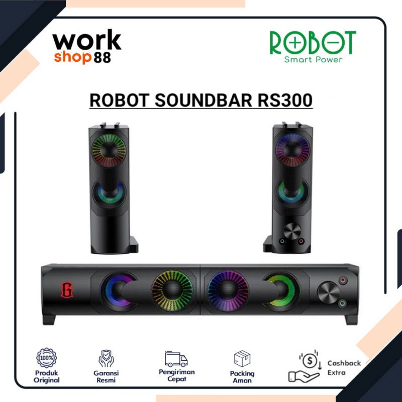 Baru Robot RS300 E-Sports Gaming Soundbar - New Original Garansi Resmi 1 Tahun - Speaker with RGB Li
