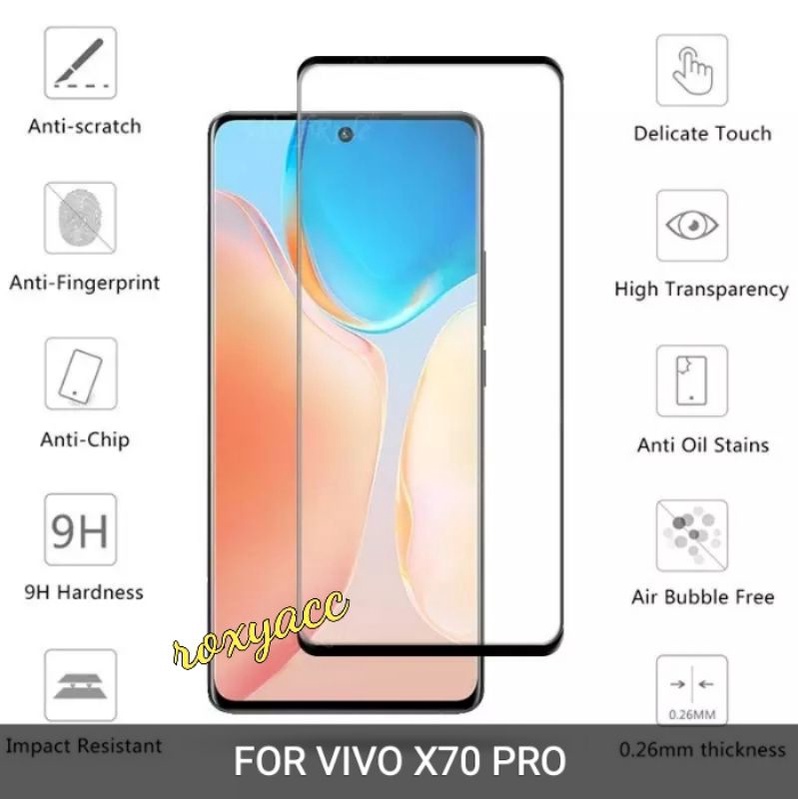 VIVO X70 PRO / X70PRO TEMPERED GLASS FULL COVER ANTI GORES KACA