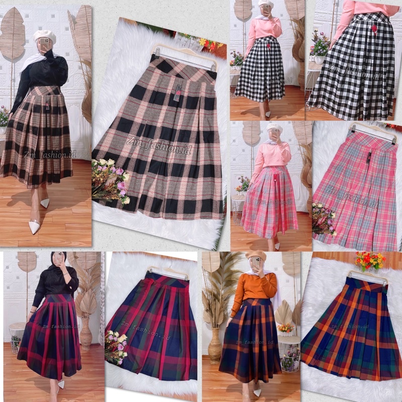READY ROK FLANEL MIDI 7/8 // ROK 7/8 MIDI KOTAK FLANEL // ROK REMPEL KOTAK FLANEL IMPORT MIDI// ROK 