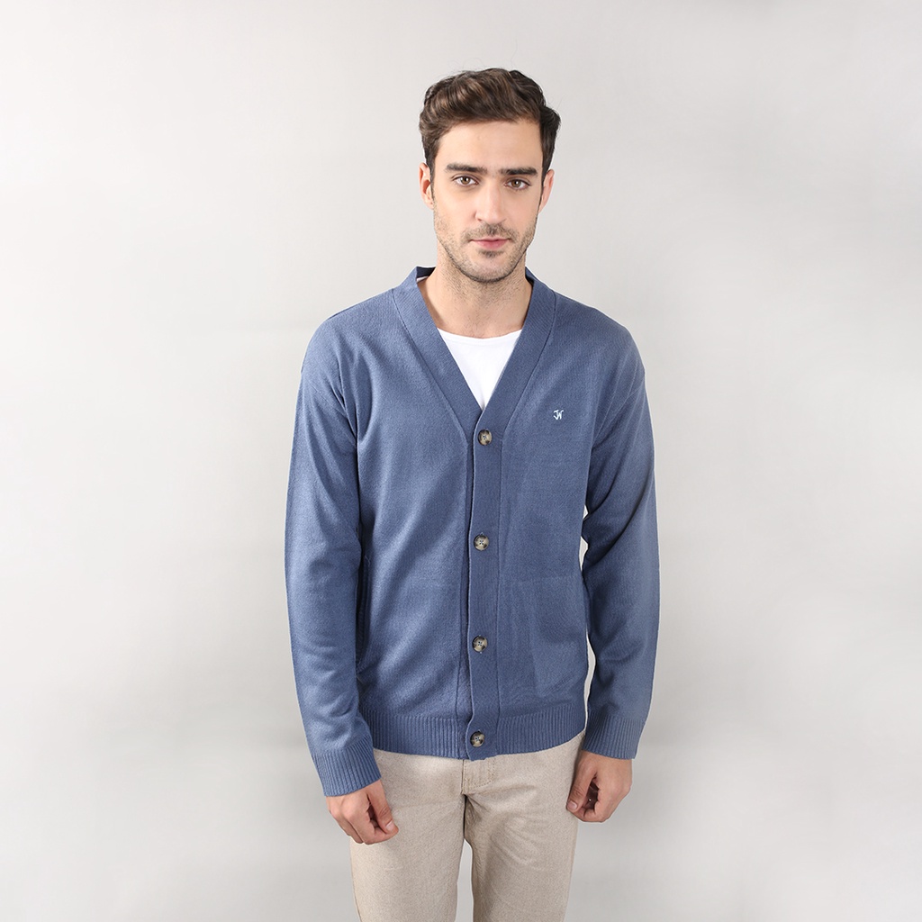 Johnwin - Cardigan Active Casual - Outer Polos - Biru - ASW.662.D046.004.C-L/S - Free keychain