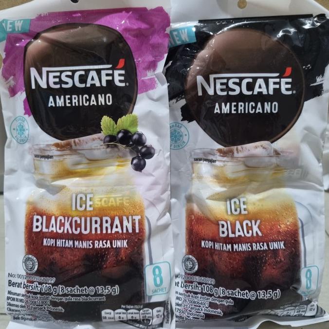 Hadir Nescafe Americano Ice Black / Blackcurrant Kopi Hitam Manis 8 Sachet - Ice Blackcurant Sale!!!