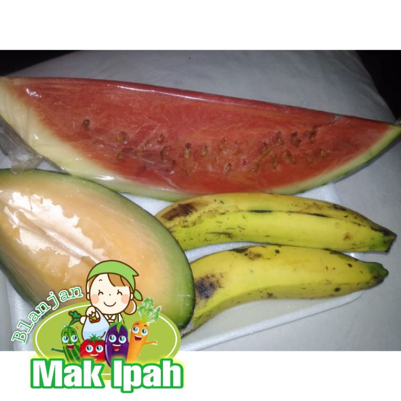 

Mak ipah PAKET BUAH HEMAT(2PISANG-1SEMANGKA-1MELON)/600 GRAM