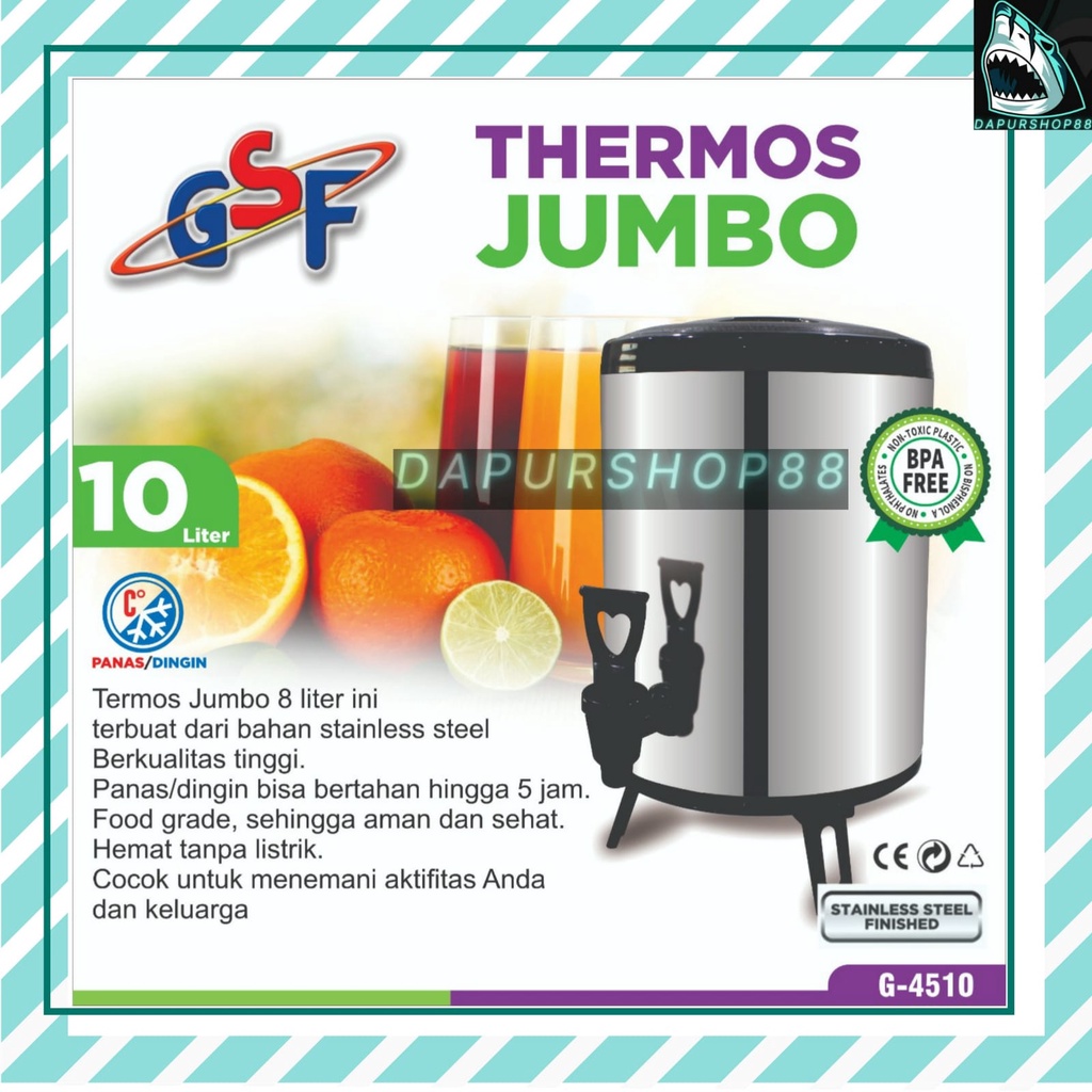 THERMOS JUMBO 10 LITER GSF G-4510 / WATER JUG MILK TEA BUCKET TERMOS TUAS KERAN KAPASITAS BESAR STAI