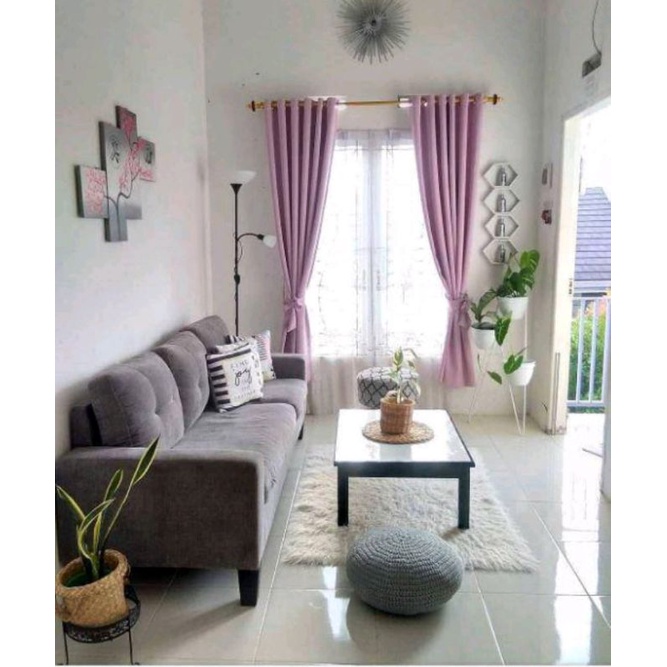 gorden jendela minimalis polos  tinggi 200 cm hordeng korden pintu bahan import lavender ungu