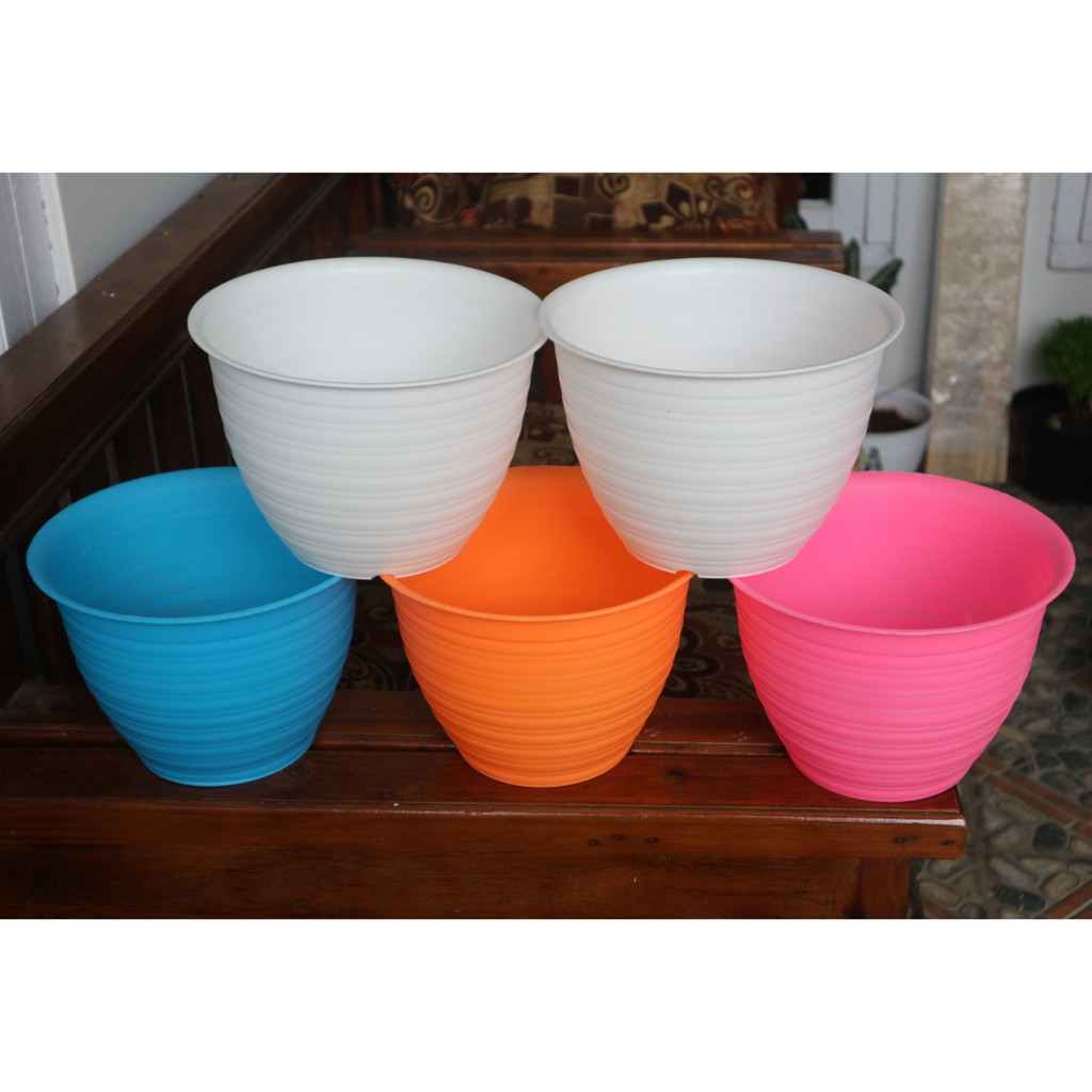 Pot Bunga Tawon 21 Cm Warna Warni Biru Pink Orange Motif Tawon 21cm