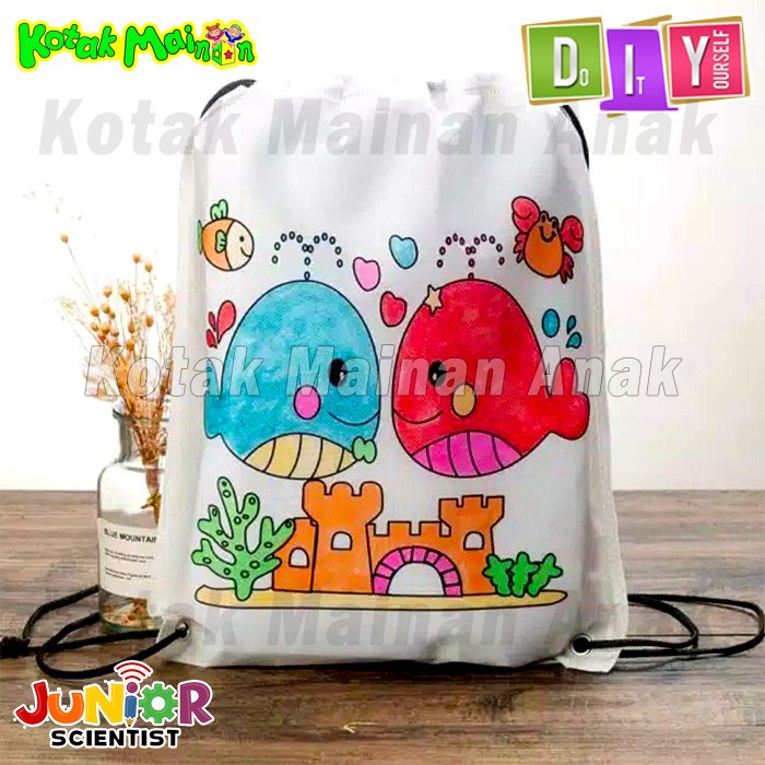 Diy Mewarnai Tas Backpack Ransel serut Coloring Bag Craft tas Souvenir