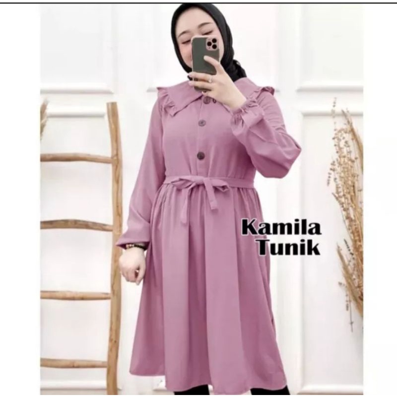 [NEW]Baju wanita KAMILA TUNIK LONG TUNIK KANCING DEPAN BUSUI PRENDLY ATASAN WANITA BAHAN MOSCREP ALL SIZE