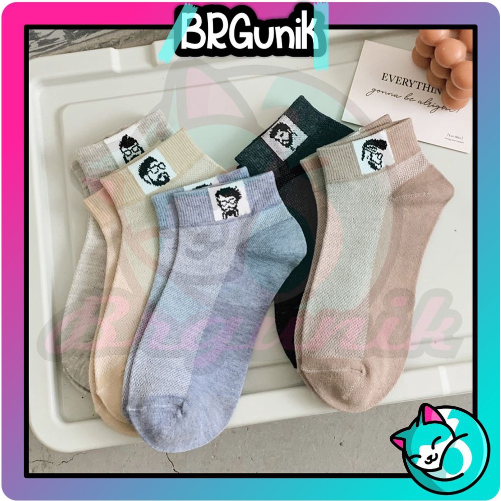 BRGUNIK Kaos Kaki Polos Semata Kaki Motif Pria / Kaos Kaki Ankle Cute KK023