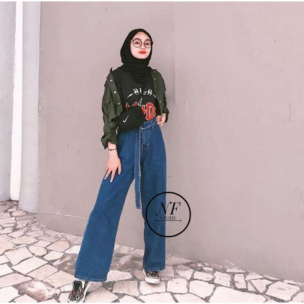 CELANA KULOT BELT JEANS//KULOT JEANS BELTO WANITA//HIGHWAIST KULOT LOOSE