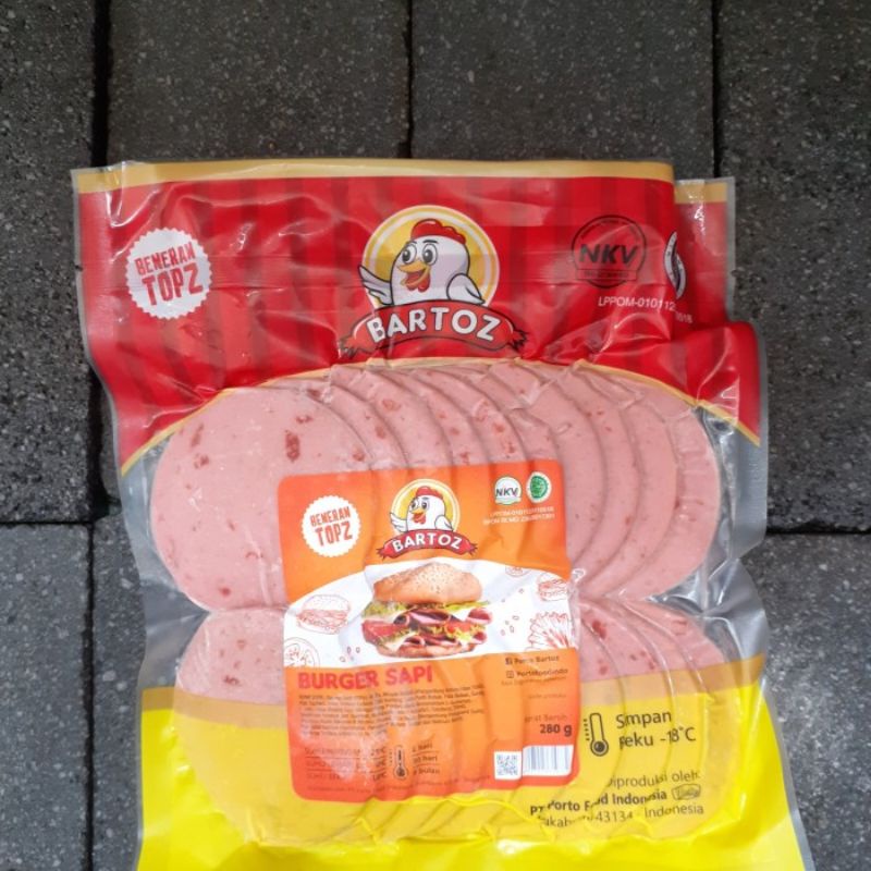 [DUS] BARTOZ BURGER SAPI 10S 250GR / DAGING BURGER
