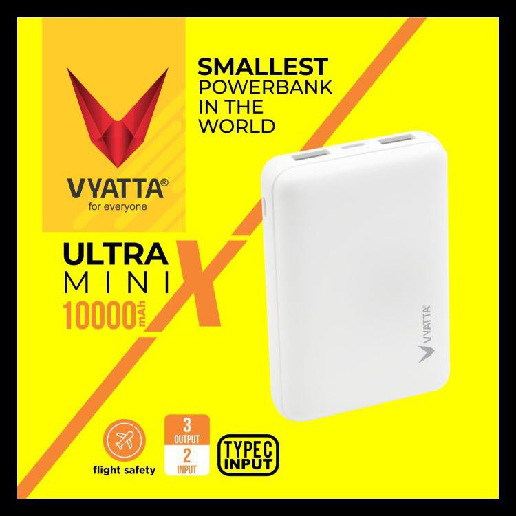 Vyatta Ultramini X Power Bank 10000 Mah - 12 Bulan Garansi Tanpa Batas - Putih Kode 62