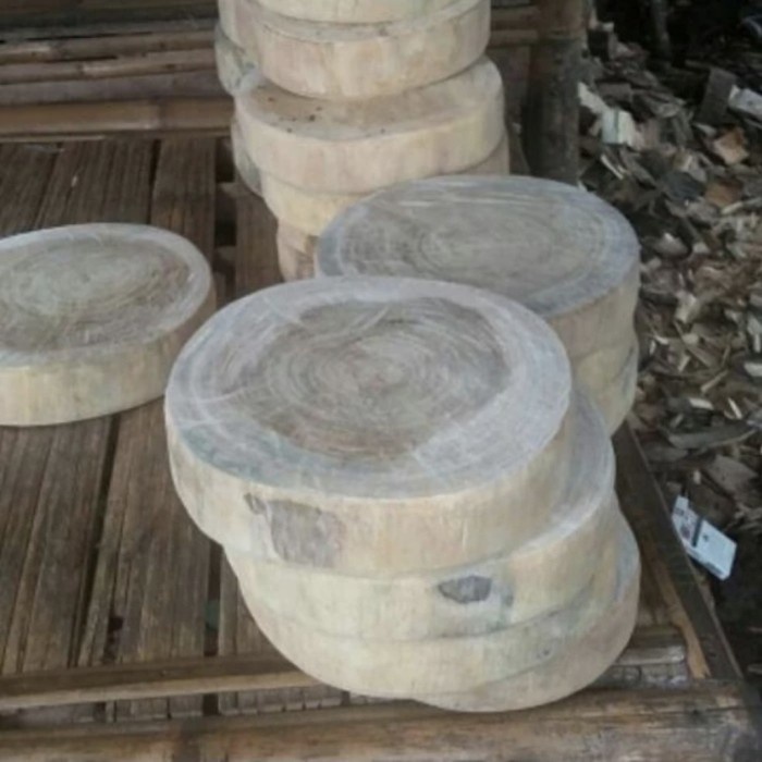 Talenan Bulat Daging Asli Kayu SERAT ALAM diameter 25 cm Termurah