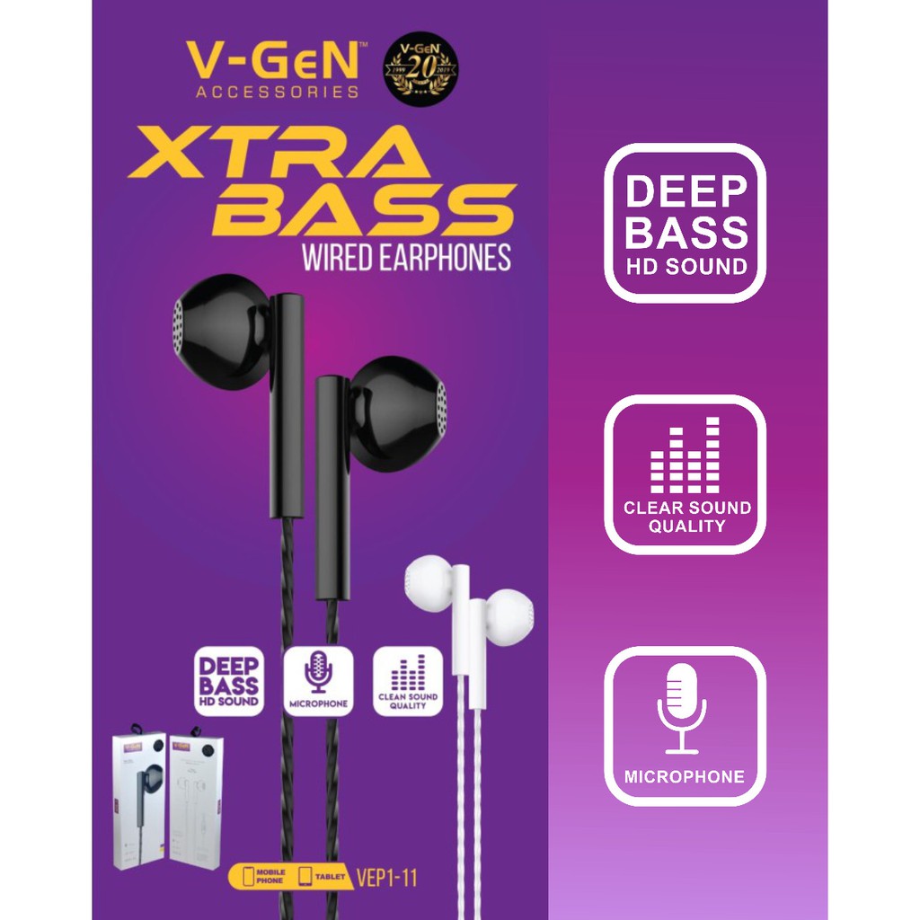 HEADSET EARPHONE V-GEN WIRED VEP1-11