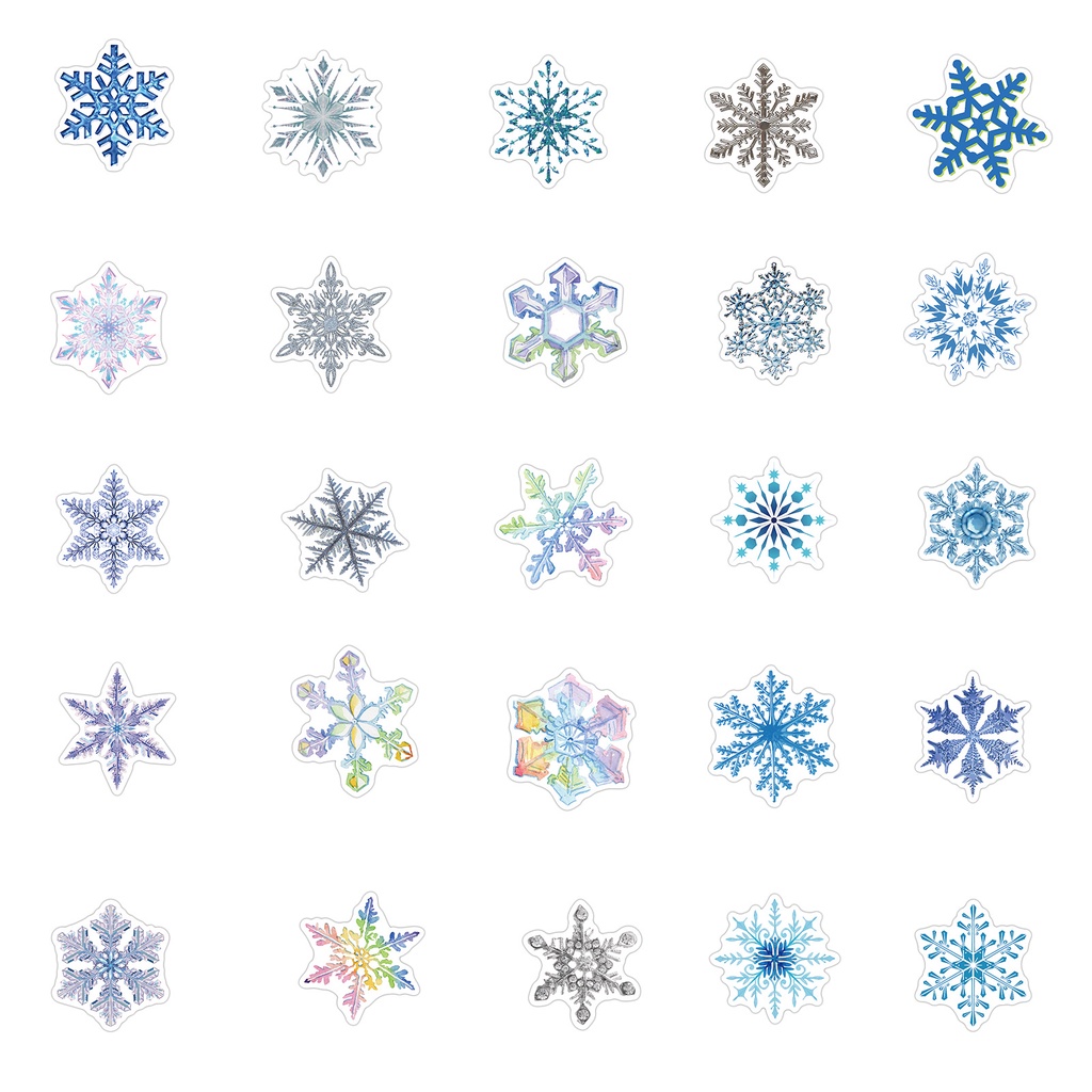 50pcs Stiker Desain Snowflake Untuk Dekorasi Natal