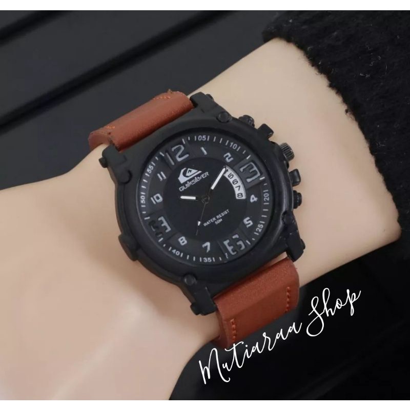 Jam Sporty Quicksilver tanggal sabit aktif bahan kulit