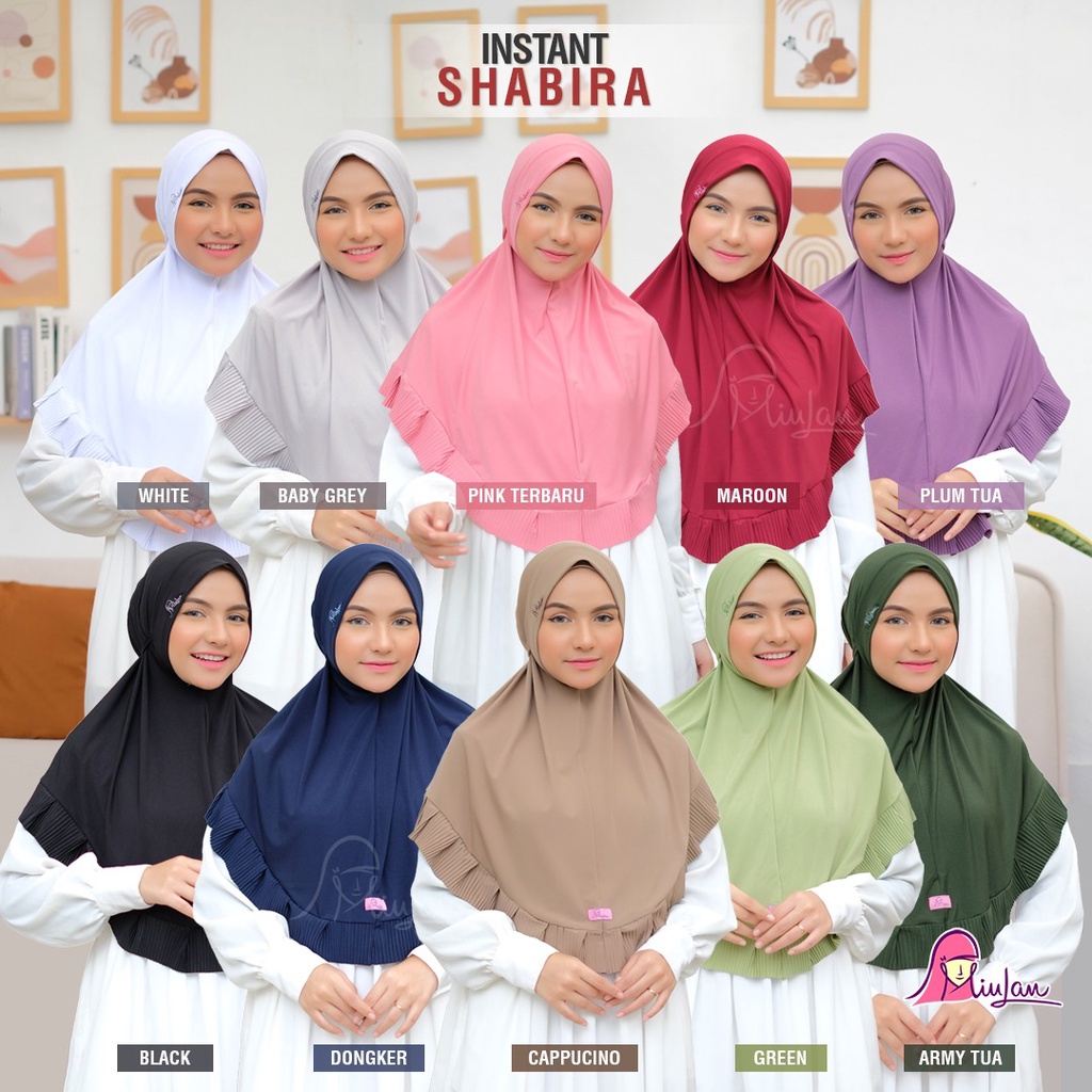 Instan Shabira Jilbab Instan Miulan Soft Pet Hijab Cantik Variasi Rempel Plisket Model Kekinian Jers
