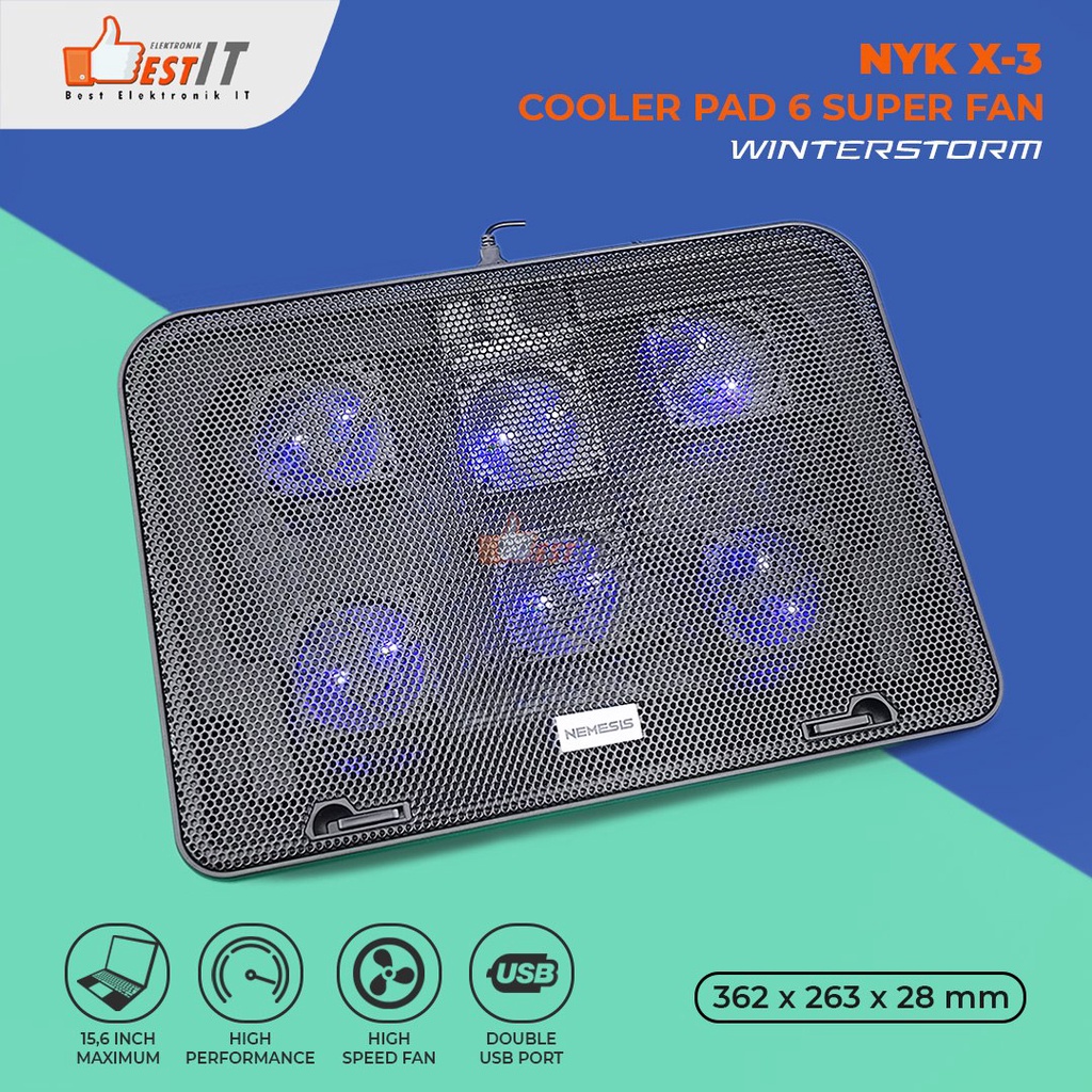 NYK Nemesis Coolingpad Gaming Ergostand Winterstorm X-3 Kipas Pendingin Laptop