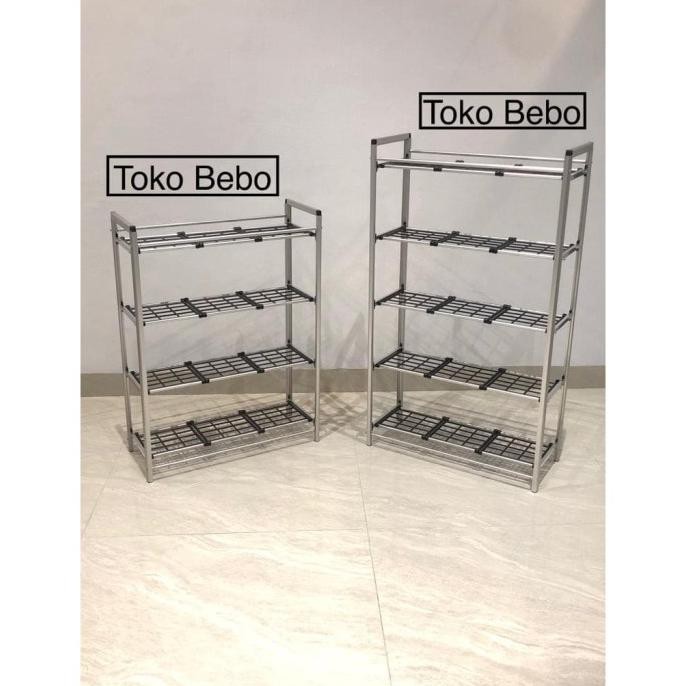 Rak Sepatu Aluminium 4 Susun & 5 Susun - 4 Susun