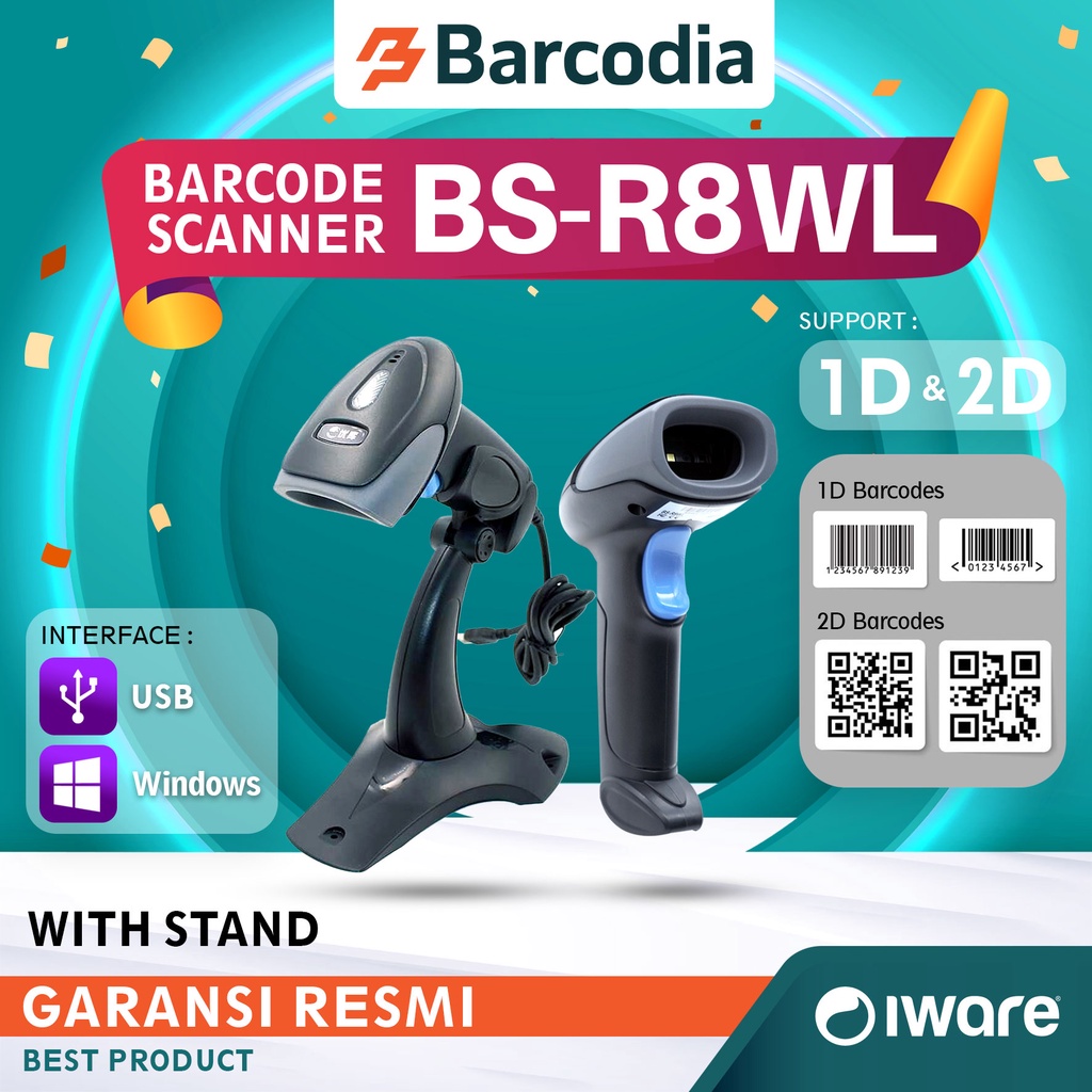 SCANNER BARCODE USB WIRELESS 2D IWARE R-8WL BARCODE SCANNER 2D WIRELESS