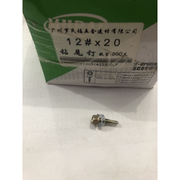 baut roofing 12x20 seng baja ringan hollow self drilling screws yellow zinc plated 12 x 20