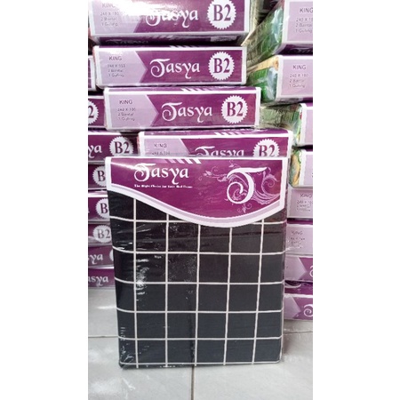 SPREI TERLARIS MOTIF KOTAK HITAM UKURAN 180X200x20 / SPREI AESTHETIC KOTAK UK KING BANTAL 2 GULING 1