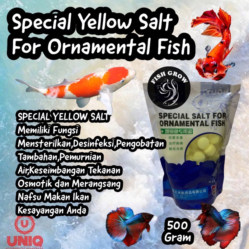 Garam Ikan Garam Kuning Import Spesial Ikan Hias Koi Cupang Guppy Yellow Salt 500 Gram 500gram
