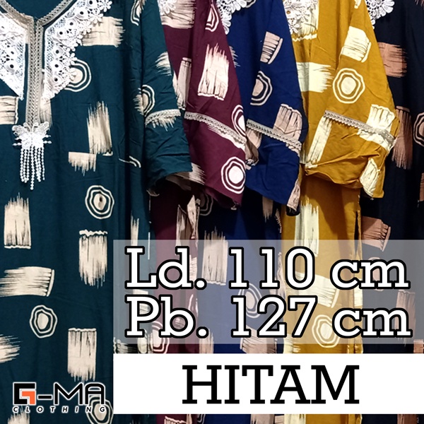 DASTER ARAB ZAHIRA LENGAN 3/4 | RESLETING DEPAN BUSUI | RAYON SANTUNG-HITAM