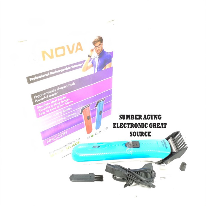 Nova NHC3761 Clipper Charge Cliper Cukur Rambut Portable Ringan Trimme